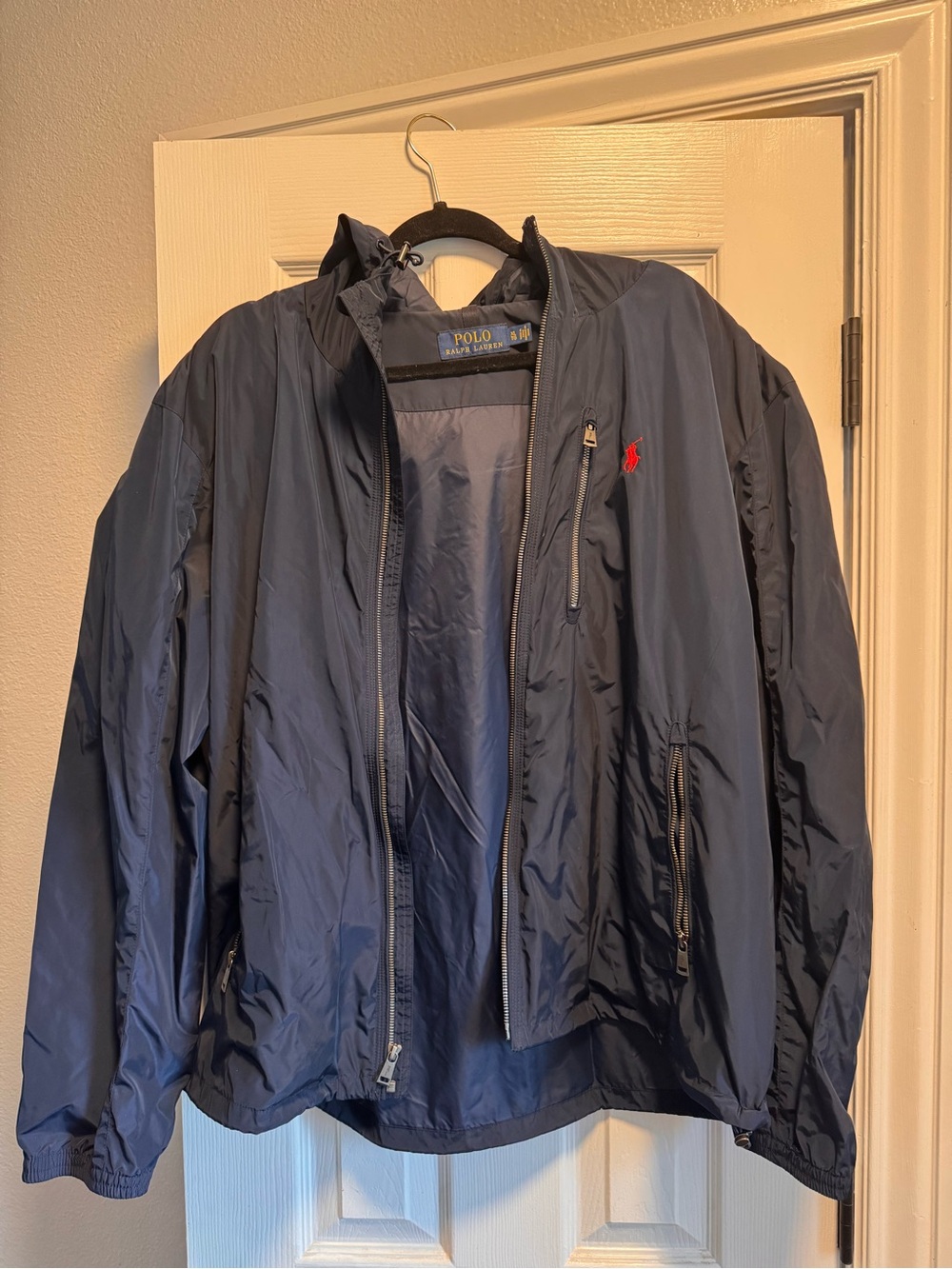 Polo by Ralph Lauren Navy Blue Windbreaker Jacket with Red Pony